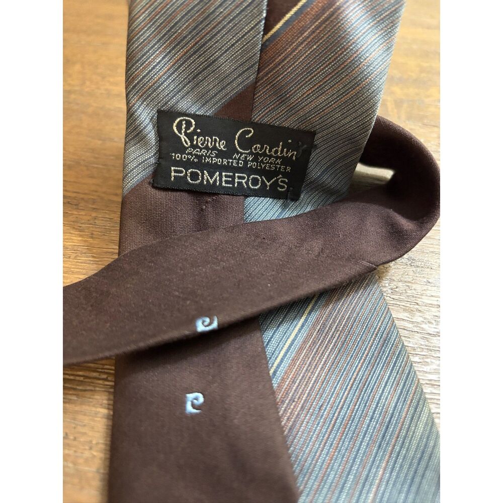 Vintage Pierre Cardin Lot of 3 Ties 3" Wide Striped Polyester Lazarus Pomeroy's - Picture 4 of 14